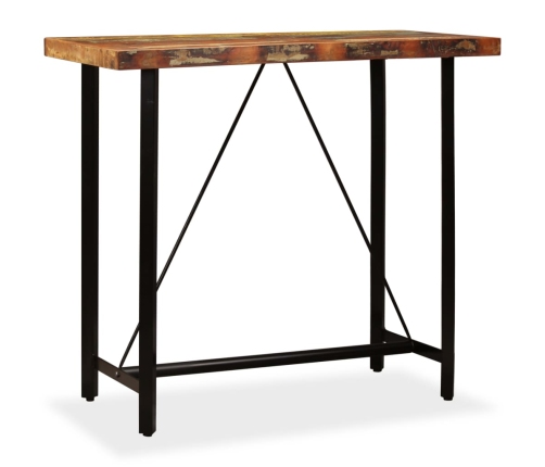 vidaXL Mesa de bar de madera maciza reciclada 120x60x107 cm