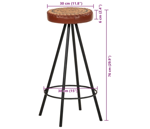 Taburetes de barra de cocina 4 unidades cuero auténtico