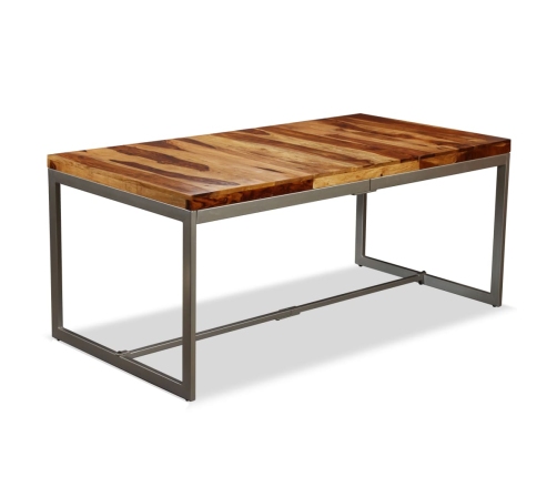 Mesa de comedor de madera maciza de sheesham y acero 180 cm