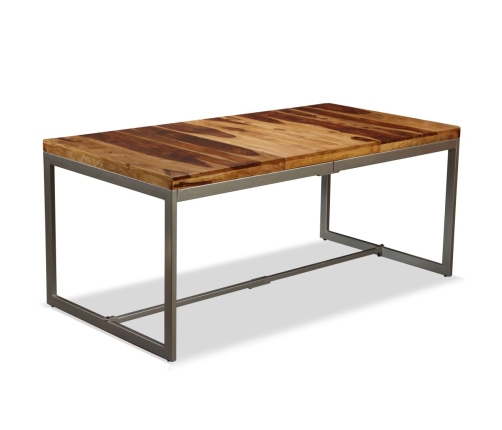 Mesa de comedor de madera maciza de sheesham y acero 180 cm