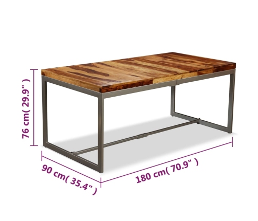 Mesa de comedor de madera maciza de sheesham y acero 180 cm