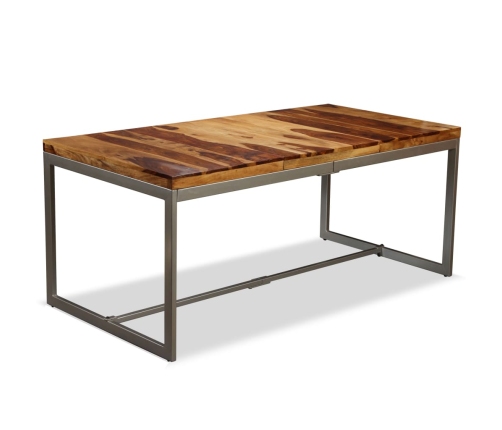 Mesa de comedor de madera maciza de sheesham y acero 180 cm