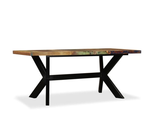 Mesa de comedor madera maciza reciclada y acero cruzado 180 cm