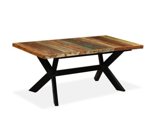 Mesa de comedor madera maciza reciclada y acero cruzado 180 cm