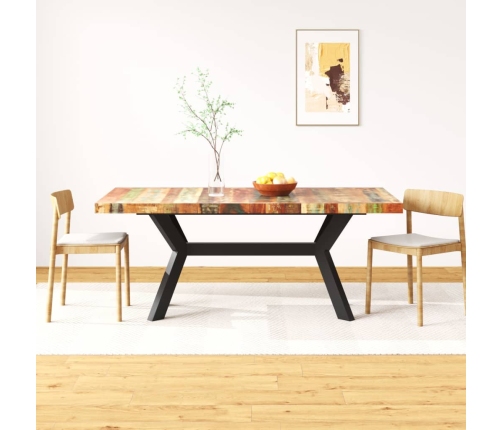 Mesa de comedor madera maciza reciclada y acero cruzado 180 cm