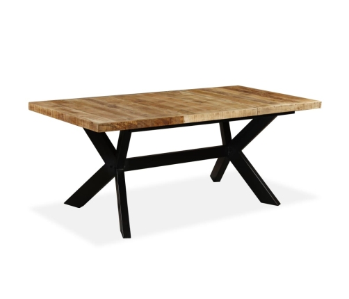 Mesa de comedor madera maciza de mango y cruz de acero 180 cm