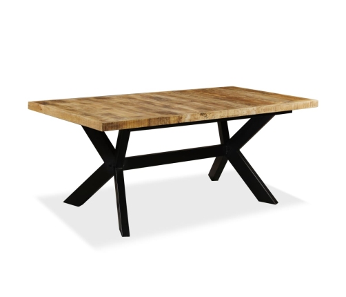 Mesa de comedor madera maciza de mango y cruz de acero 180 cm