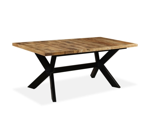 Mesa de comedor madera maciza de mango y cruz de acero 180 cm