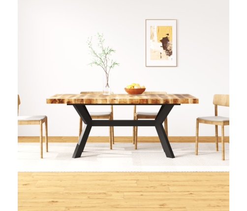 Mesa de comedor madera maciza de mango y cruz de acero 180 cm