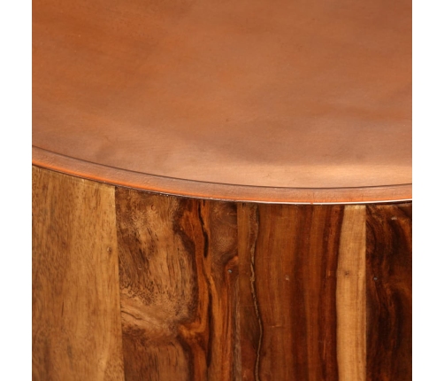 Mesa de centro de madera maciza de sheesham y acero 68 cm