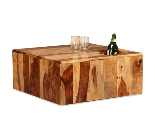 Mesa de centro de madera maciza de sheesham 70x70x30 cm