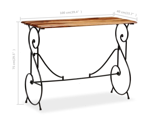 Mesa consola de madera maciza de sheesham 100x40x75 cm