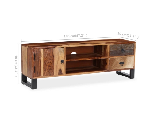 Mueble de TV de madera maciza de sheesham 120x30x40 cm