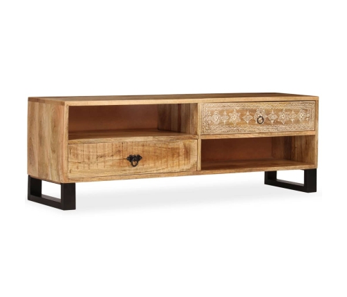 Mueble de TV de madera maciza de mango 120x30x40 cm