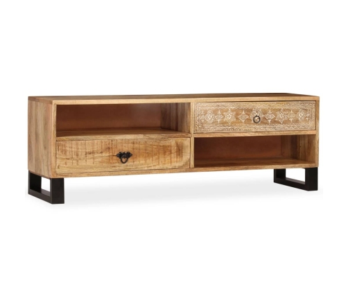 Mueble de TV de madera maciza de mango 120x30x40 cm