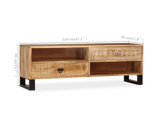 Mueble de TV de madera maciza de mango 120x30x40 cm