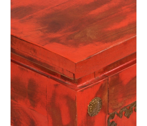 Baúl de almacenaje de madera maciza de mango 101x39x42 cm rojo