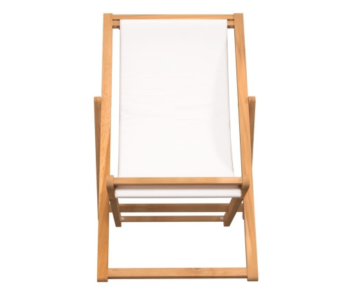 Silla de jardín de teca color crema 56x105x96 cm