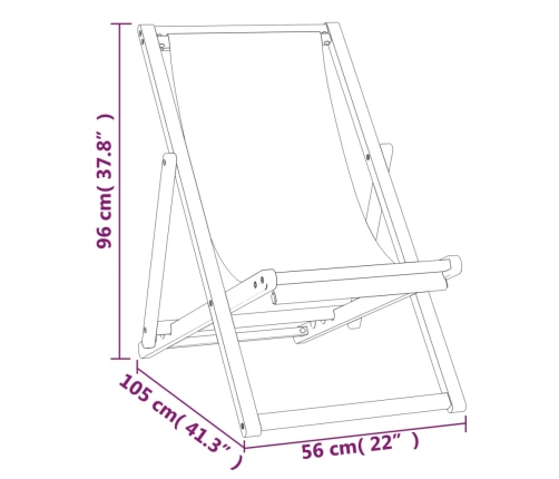 Silla de jardín de teca color crema 56x105x96 cm