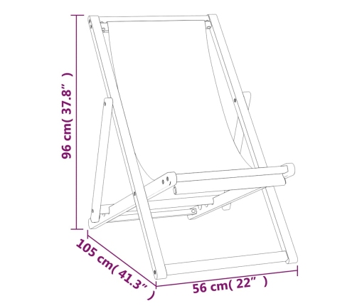 Silla de jardín de teca color crema 56x105x96 cm