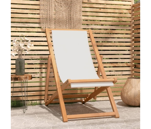 Silla de jardín de teca color crema 56x105x96 cm