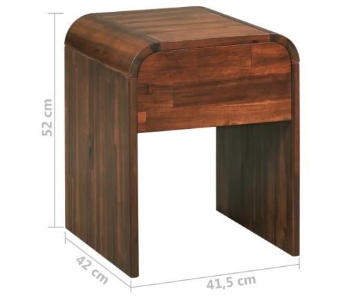 Mesita de noche de madera maciza acacia 41,5x42x52 cm