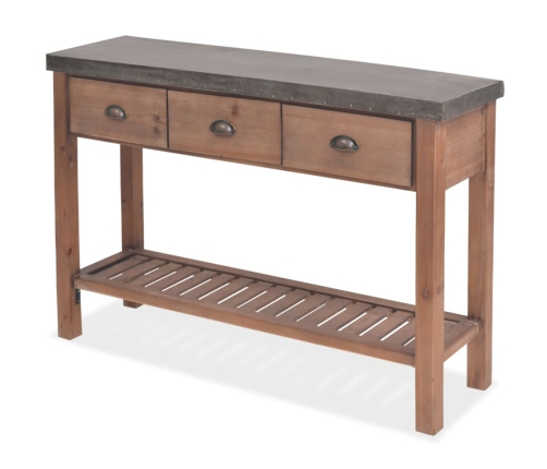 Mesa consola de madera de abeto maciza 122x35x80 cm