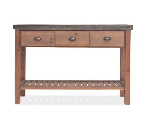 Mesa consola de madera de abeto maciza 122x35x80 cm