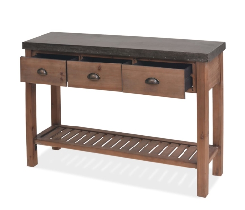 Mesa consola de madera de abeto maciza 122x35x80 cm