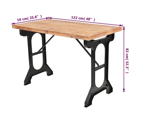 Mesa de comedor superficie madera maciza de abeto 122x65x82 cm