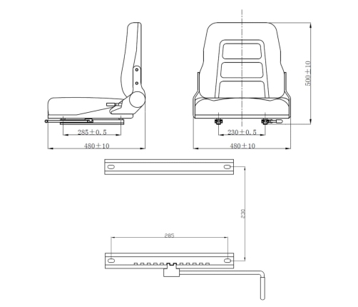 Asiento de máquina elevadora y tractor respaldo ajustable negro