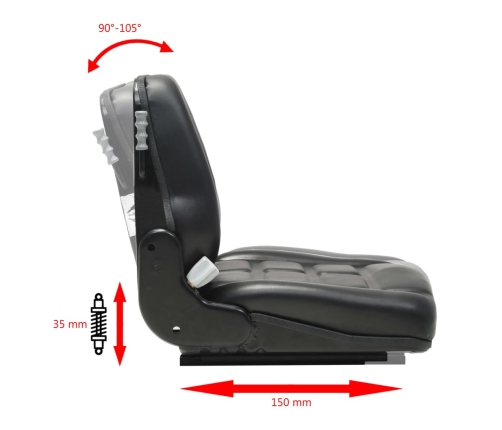 Asiento de carretilla elevadora y tractor respaldo ajustable