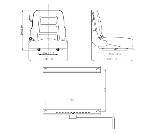 Asiento de carretilla elevadora y tractor respaldo ajustable