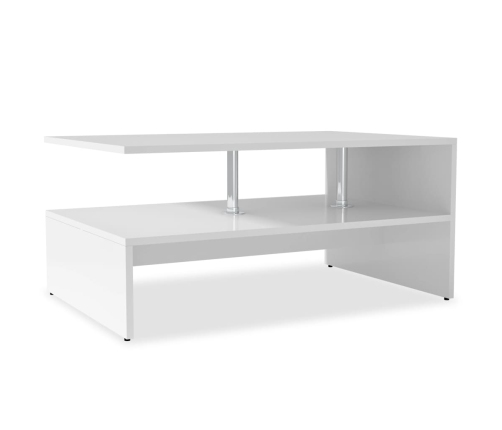 vidaXL Mesa de centro de madera contrachapada 90x59x42cm blanca