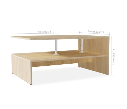 Mesa de centro de madera de ingeniería blanca 90x59x42 cm