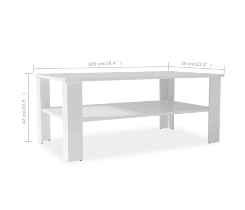 Mesa de centro madera de ingeniería blanco 100x59x42 cm