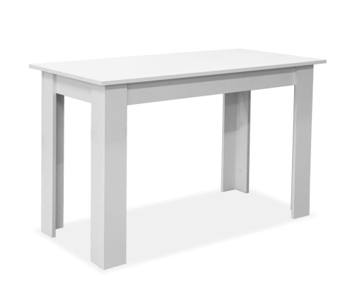 Mesa de comedor y bancos 3 piezas madera contrachapada blanca