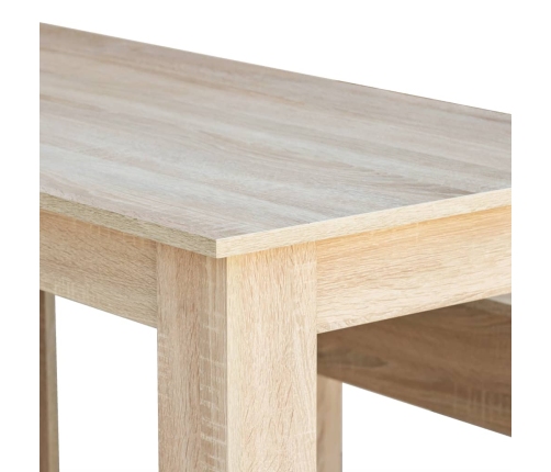 Mesa de comedor y bancos 3 piezas madera ingeniería roble