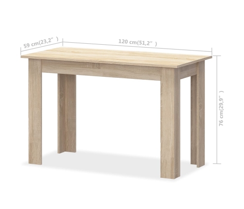 Mesa de comedor y bancos 3 piezas madera ingeniería roble