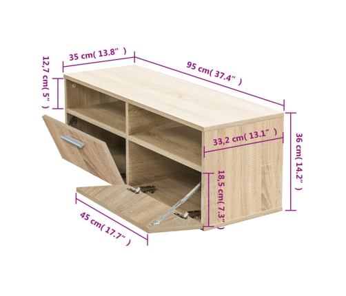 Mueble de TV madera de ingeniería roble 95x35x36 cm