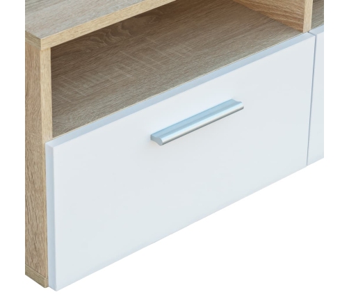 Mueble de TV madera de ingeniería roble y blanco 95x35x36 cm