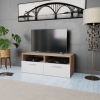 Mueble de TV madera de ingeniería roble y blanco 95x35x36 cm