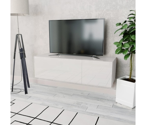 Mueble para TV madera contrachapada blanco brillo 120x40x34 cm