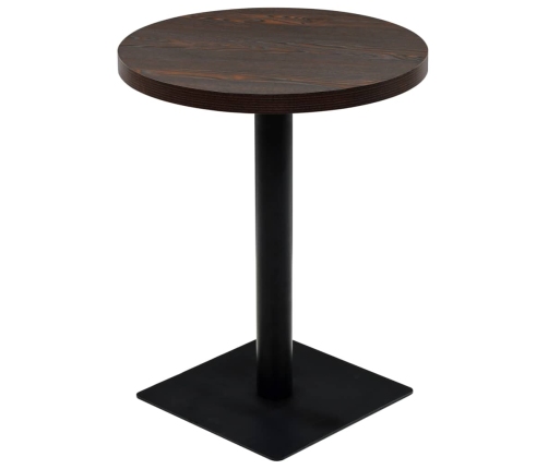 Mesa de bar bistró MDF y acero redonda fresno oscuro 60x75 cm