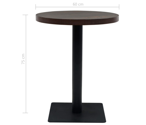 Mesa de bar bistró MDF y acero redonda fresno oscuro 60x75 cm