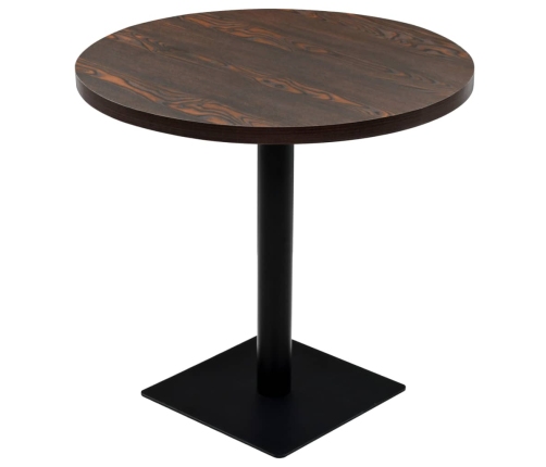 Mesa de bar bistró MDF y acero redonda fresno oscuro 80x75 cm