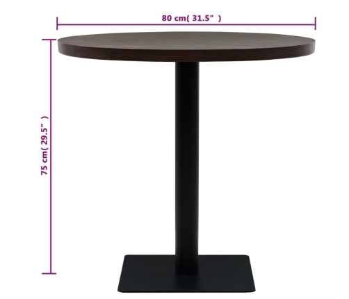 Mesa de bar bistró MDF y acero redonda fresno oscuro 80x75 cm