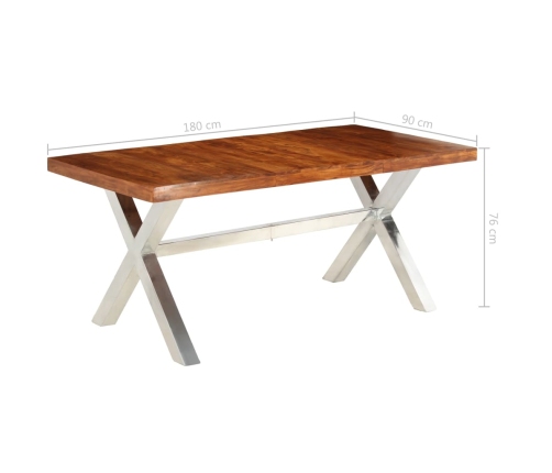 Mesa de comedor de madera maciza 180x90x76 cm