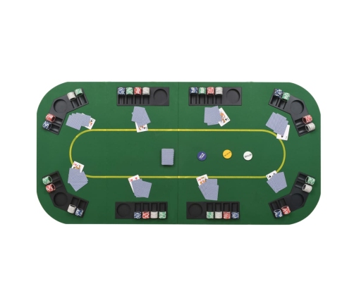 Superficie de póker 8 jugadores plegable en 4 rectangular verde