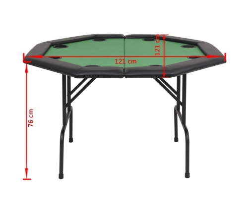 Tablero de póker plegable en 2 octogonal verde 8 jugadores